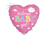 18" Betallic Welcome Baby Girl Heart