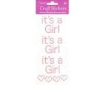 Eleganza Craft Stickers 'It's A Girl' Pearl Pink