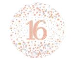 18" Oaktree Sparkling Fizz 16th Birthday White/Rose Gold Round