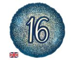 18" Oaktree Navy Gold Metallic Glitter 16th Birthday
