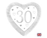18" Oaktree Happy 30th Anniversary Heart Foil Balloon
