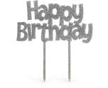 Acrylic Silver Glitter Happy Birthday Cake Topper