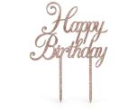 Acrylic Sparkling Fizz Rose Gold Happy Birthday Cake Topper