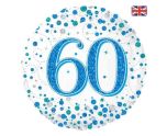 18" Oaktree Sparkling Fizz 60th Birthday White/Blue Round
