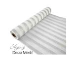 Eleganza Deco Mesh Metallic Stripe Silver/White - 53cm x 9.1m
