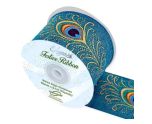 Eleganza Wired Edge Woven Peacock Ribbon 63mm x 9.1m Design.388