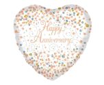 18" Oaktree Happy Anniversary White/Rose Gold Heart