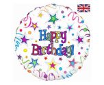 18" Oaktree Happy Birthday Ribbon & Stars Round