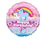 18" Oaktree Happy Birthday Unicorn Rainbow Round