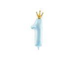 36" Party Deco Light Blue Number 1 w/Crown Shape