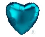 17" Anagram Satin Luxe Aqua Heart Foil Balloon